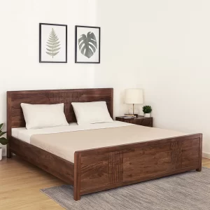 Solid Wood Bed Frame with Panel Headboard