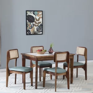 Solid Wood Dining Table with Inlay Top