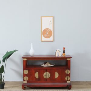 Solid Mango Wood Storage Console with Brass Hardware