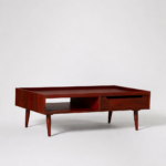 solid mango wood coffee table raised rim top drawer storage rustic woods jodhpur