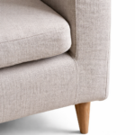 sheesham wood fabric sofa side view clean lines rustic woods jodhpur