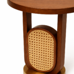 sheesham wood side table dimensions 40cm top 60cm height brass base rustic woods