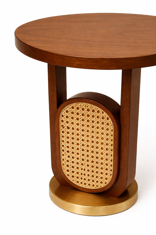sheesham wood side table dimensions 40cm top 60cm height brass base rustic woods