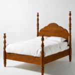 solid sheesham wood four poster bed carved headboard king size rustic woods