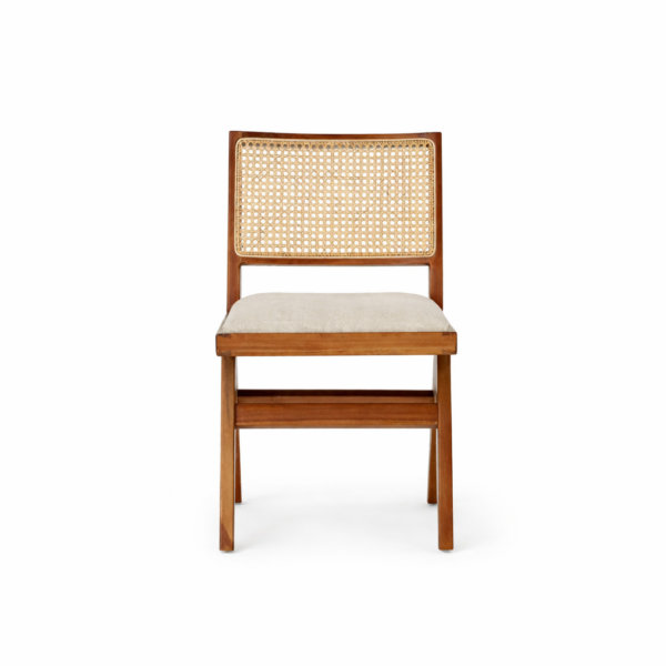 solid sheesham wood dining chair upholstered seat cane back rustic woods