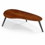 sheesham wood coffee table three legs black finish side view rustic woods