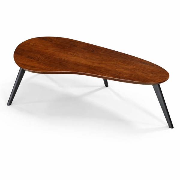 sheesham wood coffee table three legs black finish side view rustic woods