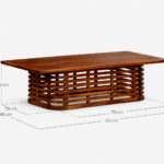 solid wood coffee table lifestyle living room slatted base rustic woods jodhpur