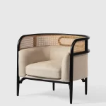 sheesham wood arm chair black finish cane back front view rustic woods jodhpur