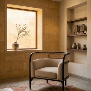 sheesham wood arm chair black finish cane back