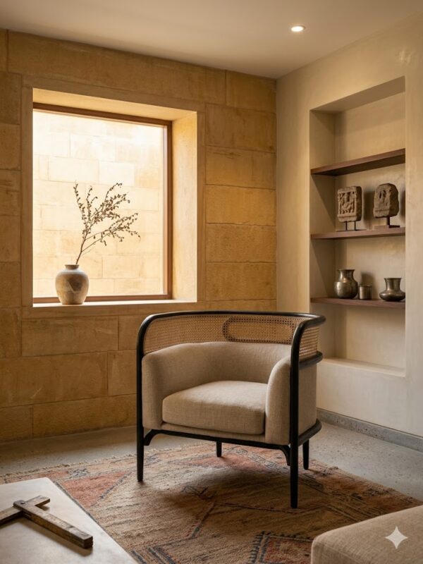 sheesham wood arm chair black finish cane back