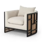 solid wood lounge chair black frame cane detail rustic woods jodhpur