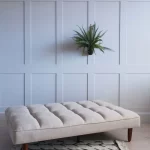 solid wood sofa cum bed tufted beige upholstery living room rustic woods jodhpur