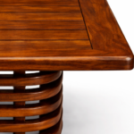 solid wood coffee table side view horizontal slat base rustic woods