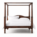sheesham wood canopy bed king size white background four poster rustic woods jodhpur