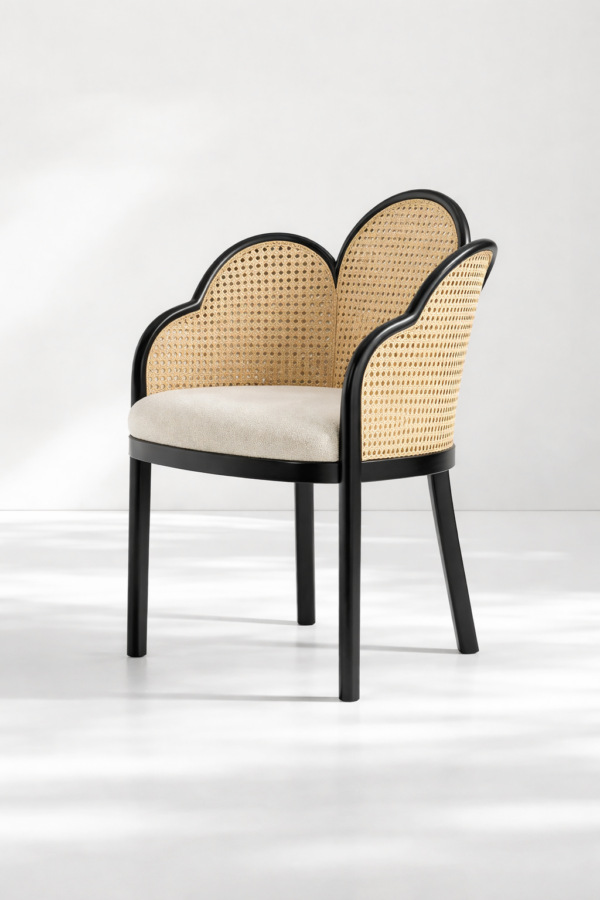 mango wood arm chair handcrafted jodhpur floral cane detail rustic woods