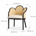 solid mango wood arm chair charcoal black finish natural cane rustic woods jodhpur