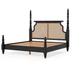 sheesham wood poster bed side view hand carved posts rustic woods jodhpur