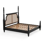 solid sheesham wood four poster bed natural cane headboard rustic woods