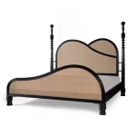 solid wood poster bed hand turned posts cane detail handcrafted jodhpur rustic woods