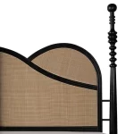 solid wood king poster bed natural rattan cane headboard footboard rustic woods jodhpur