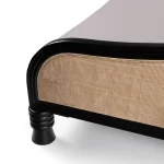 solid wood four poster bed curved cane headboard matt black finish rustic woods