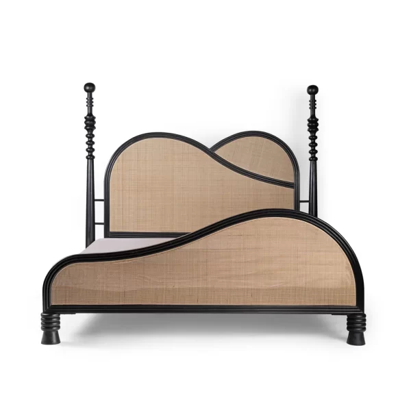 solid wood poster bed cane headboard footboard king size lifestyle rustic woods jodhpur