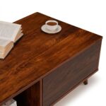 sheesham wood coffee table with drawer 140x40x45cm walnut finish rustic woods jodhpur