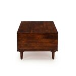 solid sheesham wood coffee table drawer storage mid century legs rustic woods