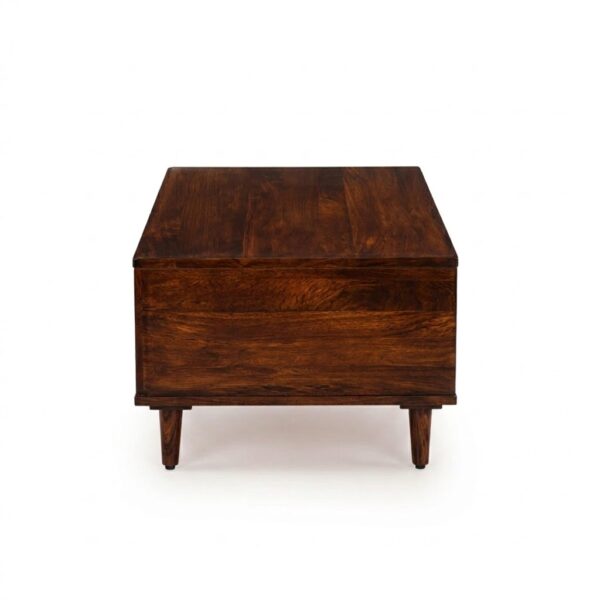 solid sheesham wood coffee table drawer storage mid century legs rustic woods