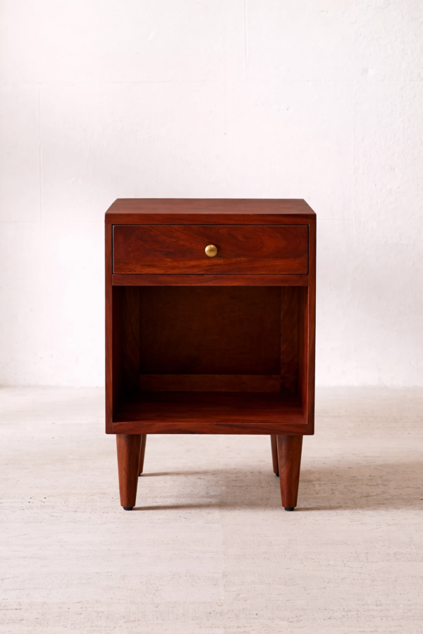 sheesham wood bedside table handcrafted jodhpur open shelf storage rustic woods