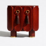 sheesham wood bedside cabinet silk tassel detail handcrafted jodhpur rustic woods