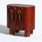 sheesham wood bedside cabinet cylindrical legs brass ferrule rustic woods