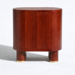 sheesham wood bedside cabinet pill shaped doors brass ring handles rustic woods jodhpur