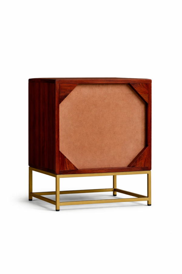sheesham wood bedside table dimensions 45x35x56cm two drawers rustic woods