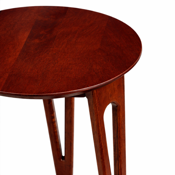 solid wood side table three legs side view rustic woods jodhpur