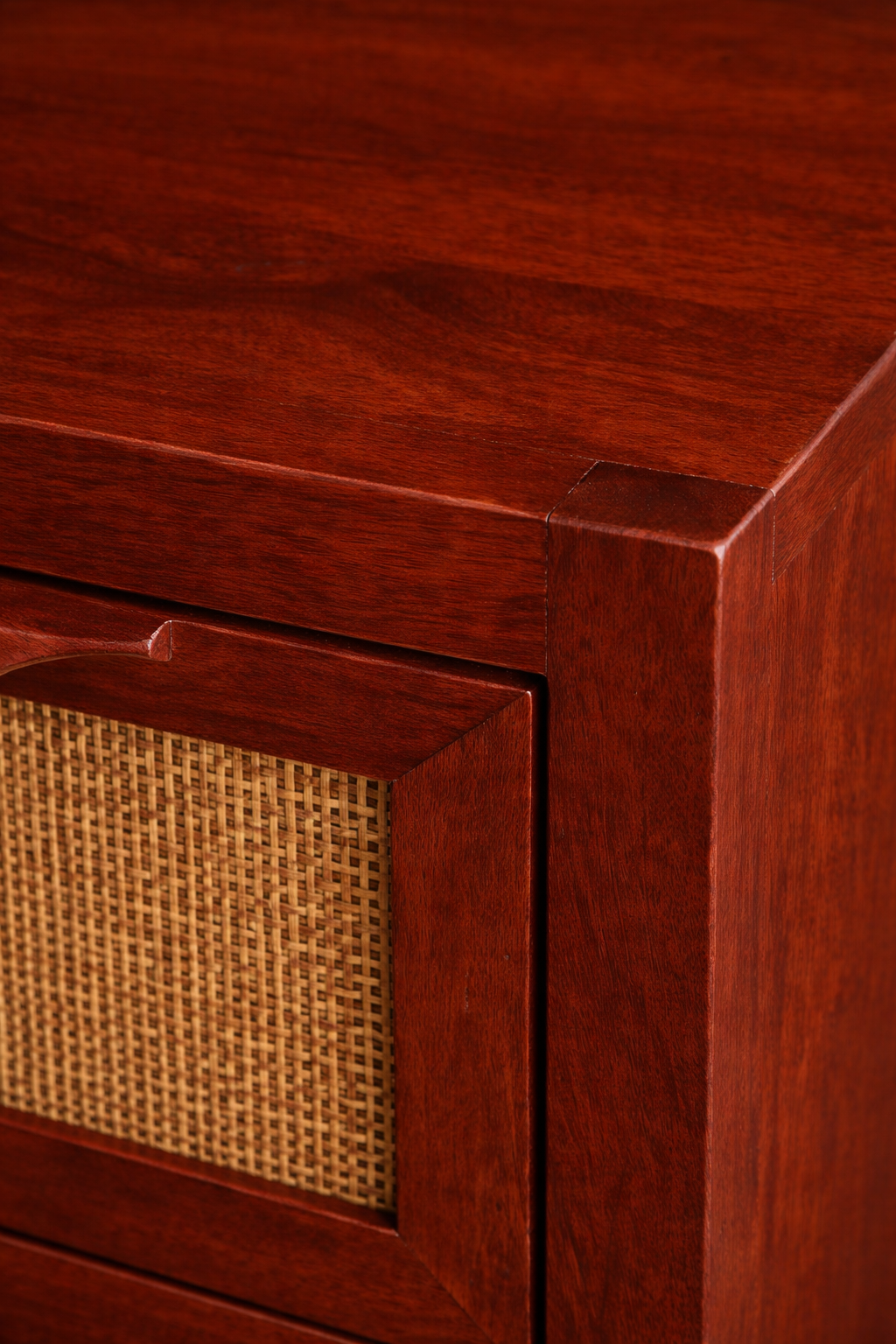 sheesham wood bedside table side view brass metal base rustic woods